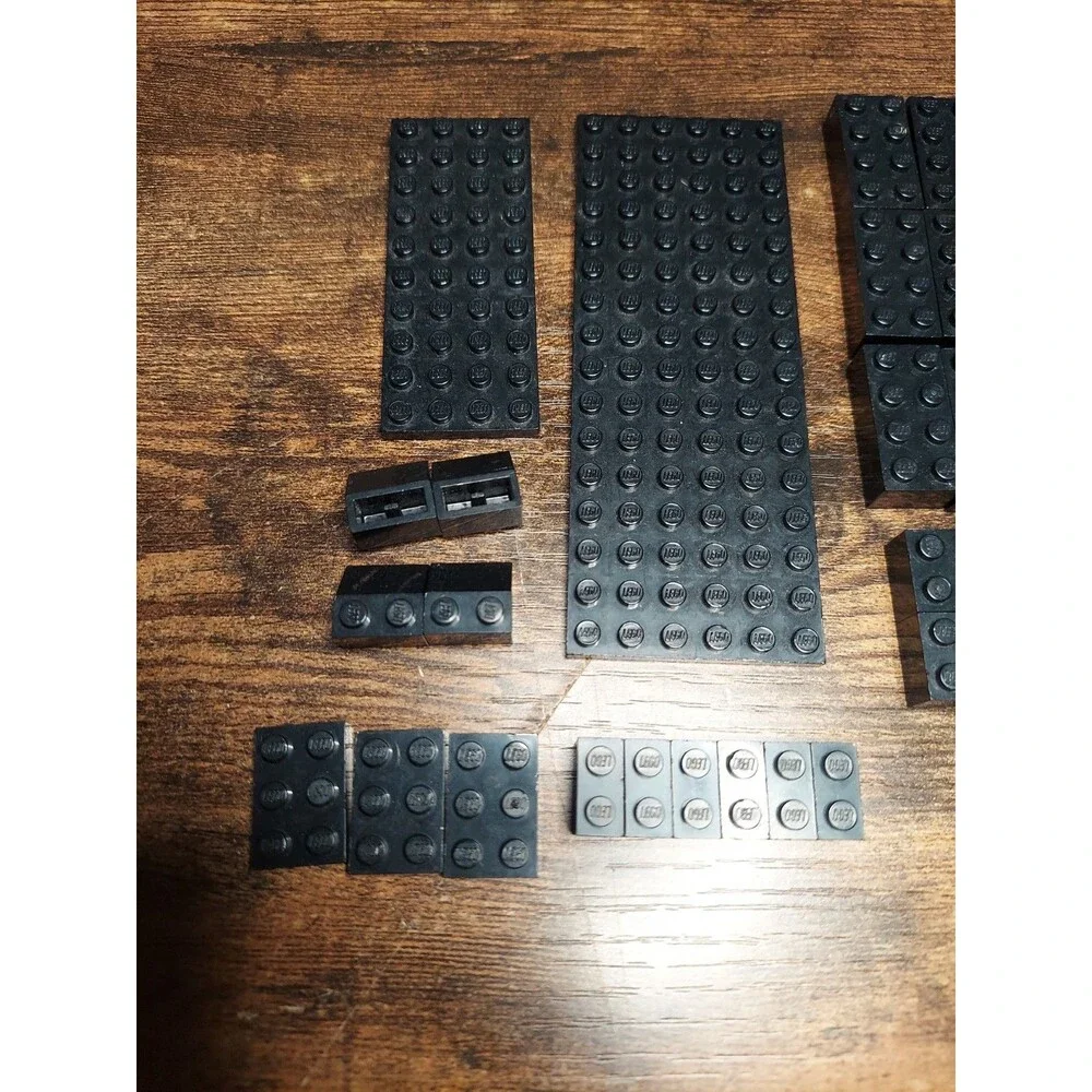 LEGO LOT BLACK 58 PCS Assorted BUILDING PIECES 3x2 1x1 2x2 2x4 16x6 10x4 +others